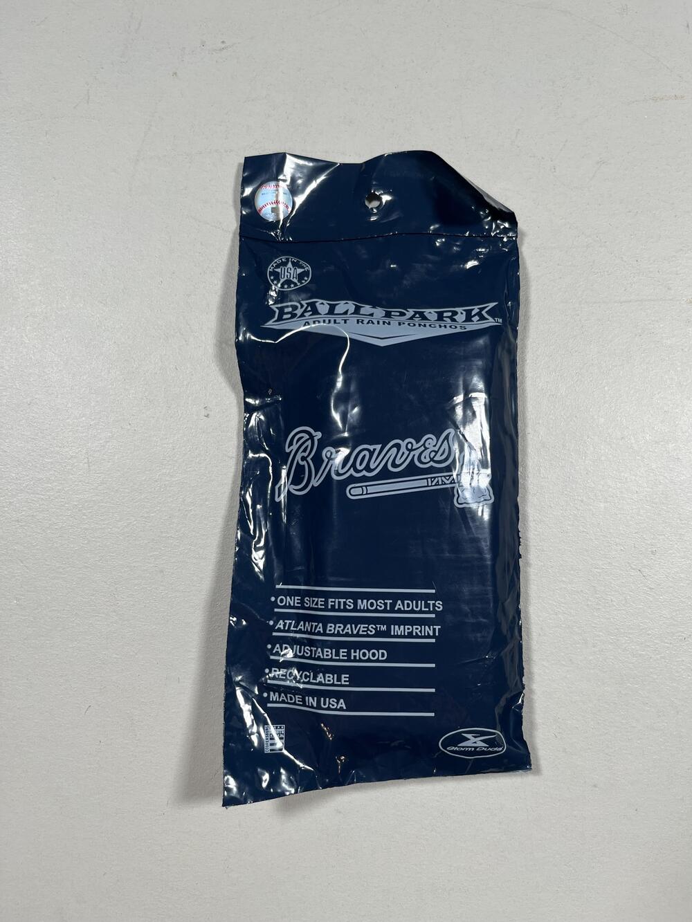 Atlanta Braves Rain Poncho Adult One Size Blue MLB Baseball Storm Duds Ballpark